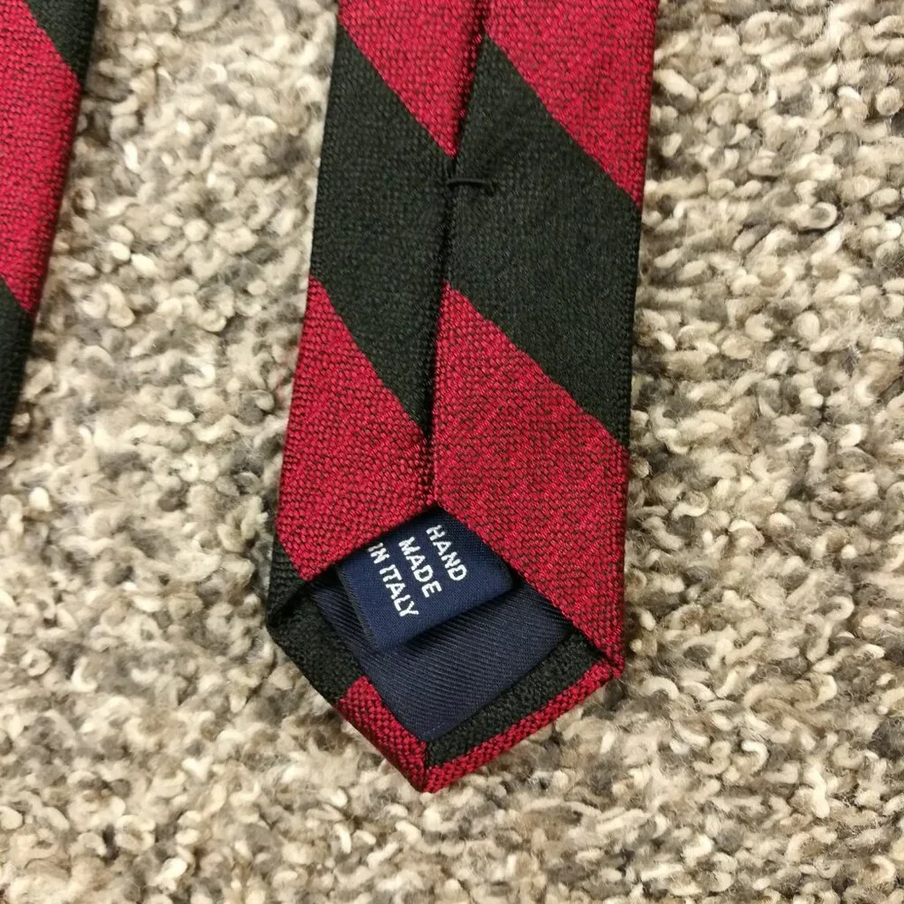 Vintage Polo Ralph Lauren Neck Tie Silk Skinny Repp Striped Red 55.75L Italy